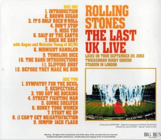 ROLLING STONES / THE LAST UK LIVE