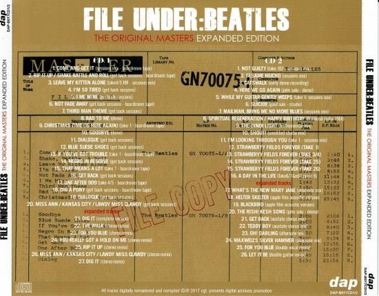 BEATLES/FILE UNDER :BEATLES-THE ORIGINAL MASTERS 【2CD+1CD】