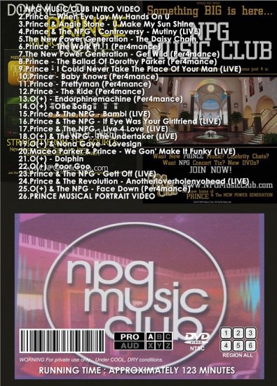 PRINCE / NPG MUSIC CLUB 2001 DVD VIDEO
