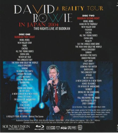 DAVID BOWIE / A REALITY TOUR IN JAPAN 2004