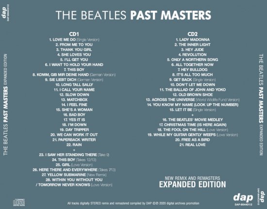 BEATLES / PAST MASTERS - NEW REMIX AND REMASTERS - EXPANDED EDITION