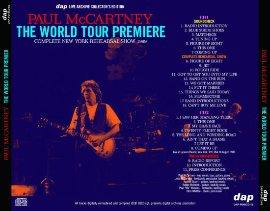 PAUL McCARTNEY / THE WORLD TOUR PREMIERE