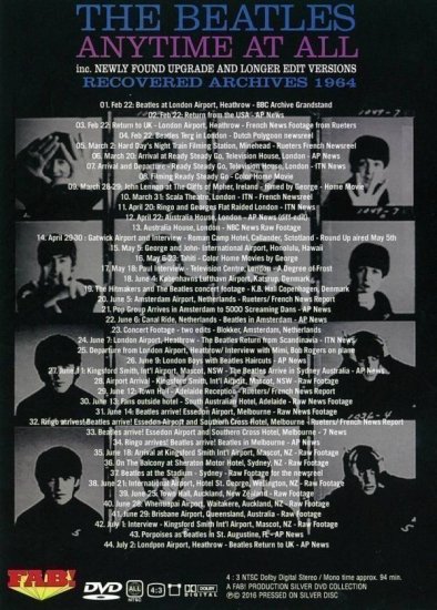 THE BEATLES / ANYTIME AT ALL : RECOVERED ARCHIVES (1DVD) - STRANGELOVE  RECORDS