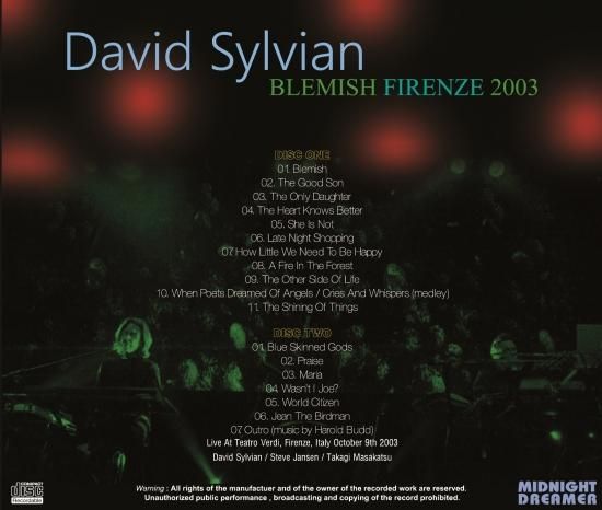 DAVID SYLVIAN - BLEMISH FIRENZE 2003 (2CDR) - STRANGELOVE
