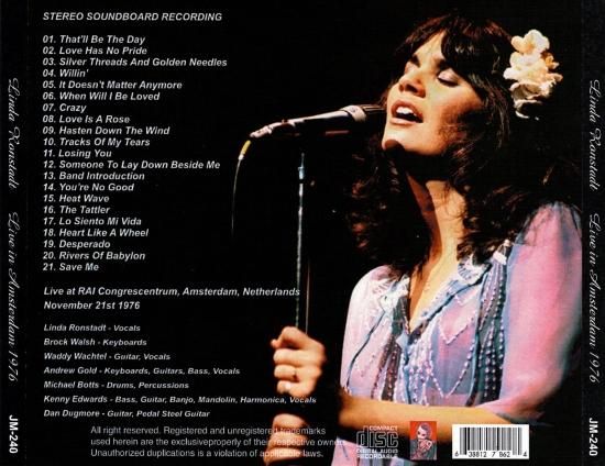 LINDA RONSTADT / LIVE IN AMSTERDAM 1976 1CDR