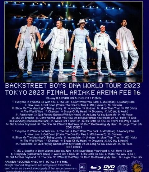 BACKSTREET BOYS / DNA WORLD TOUR 2023 (1BRD + 1DVDR + 2CDR) BACKSTREET BOYS / DNA WORLD TOUR 2023 (1BRD + 1DVDR + 2CDR)