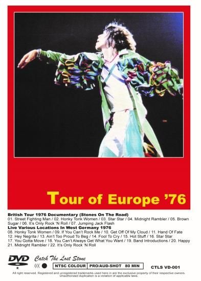 ROLLING STONES / TOUR OF EUROPE'76 (1DVDR) - STRANGELOVE RECORDS