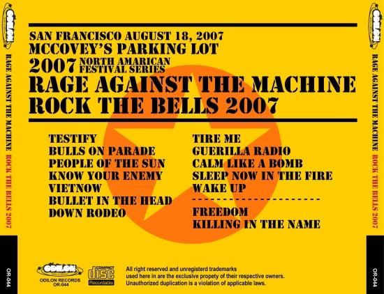 RAGE AGAINST THE MACHINE / ROCK THE BELLS 2007 (1CDR RAGE AGAINST THE MACHINE / ROCK THE BELLS 2007 (1CDR
