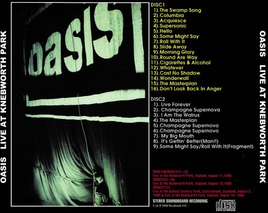 OASIS / LIVE AT THE KNEBWORTH PARK (2CDR) - STRANGELOVE RECORDS