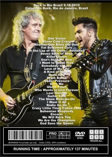 QUEEN + ADAM LAMBERT / ROCK IN RIO BRAZIL 9.18.2015 (1DVDR