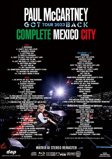 PAUL McCARTNEY / GOT BACK TOUR 2023 : COMPLETE MEXICO CITY 