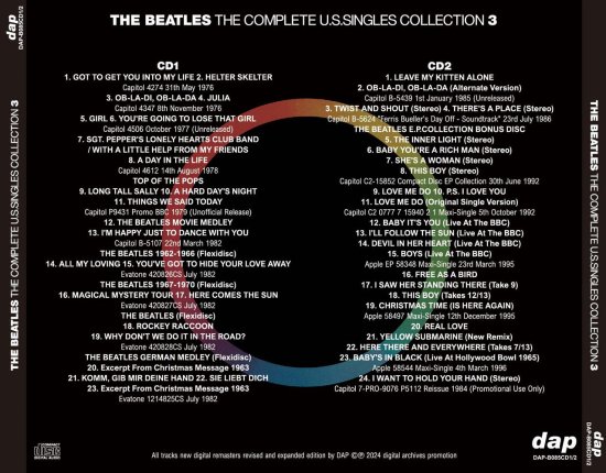 THE BEATLES / THE COMPLETE U.S.SINGLES COLLECTION 2024年増補改訂版 1,2,3 SET  (2CD×3)