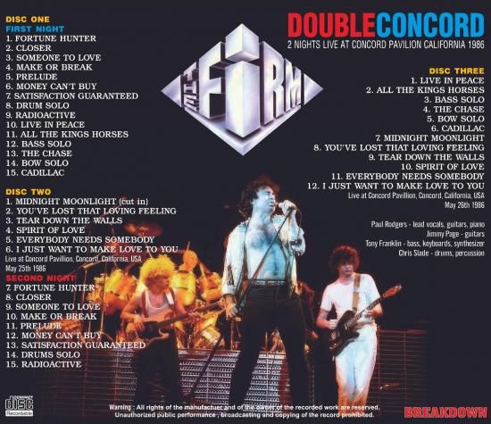 ザ・ファーム レコード/ジミー・ペイジ、ポール・ロジャース ほぼ新品 THE FIRM / DOUBLE CONCORD 1986 (3CDR)