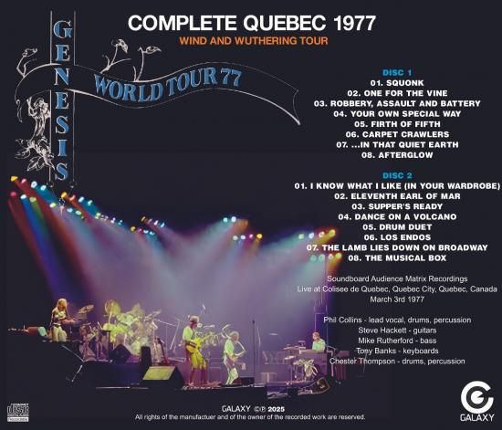 GENESIS / COMPLETE QUEBEC 1977 : WIND AND WUTHERING TOUR (2CDR)