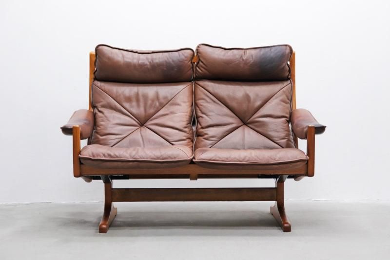リードモブラー】チーク材×本革 2人掛けソファ◇北欧ヴィンテージ