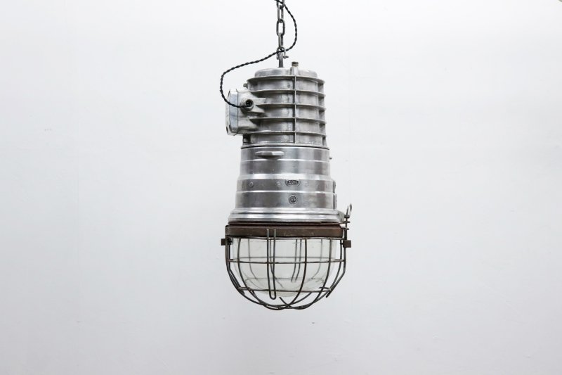 ドイツ製 ビンテージ ペンダントランプ 吊り照明 防爆ランプ アルミ