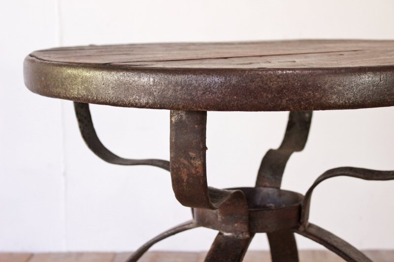 無垢材 アイアン 丸テーブル サイドテーブル ラウンド 古材