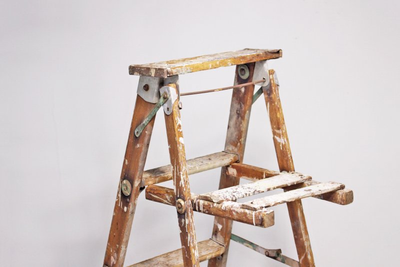 US ビンテージ ラダー 脚立 はしご ペインター 木製 無垢材 レトロ