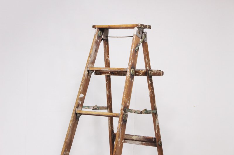 US ビンテージ ラダー 脚立 はしご ペインター 木製 無垢材 レトロ 