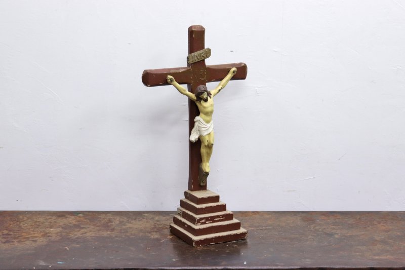 ビンテージ キリスト像 オブジェ 置物 クラシカル 十字架 磔 キリスト教 イエス 教会装飾ビンテージ キリスト像 オブジェ 置物 クラシカル