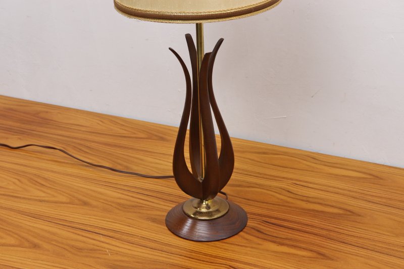 US ビンテージ チーク材 テーブルランプ 照明 ライト ミッド