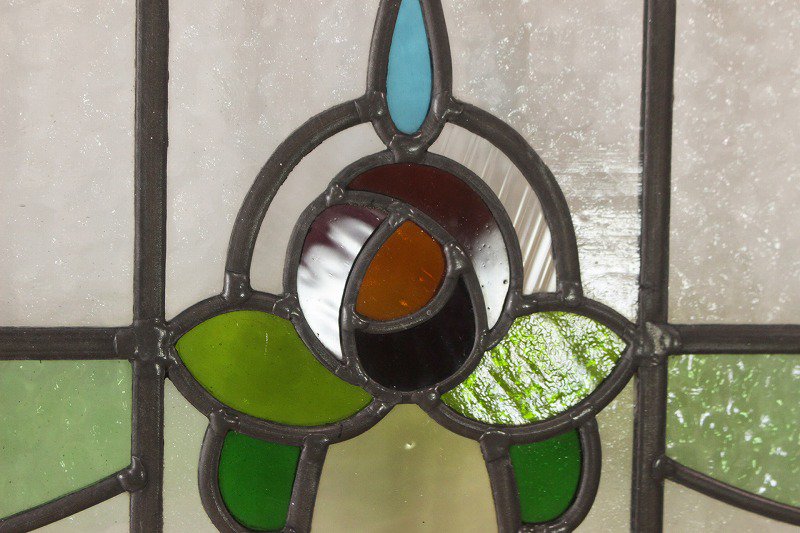 英国 アンティーク ステンドグラス 窓枠 建具 ヴィンテージ ガラス