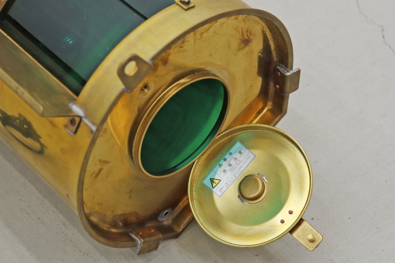 沼津 日本船燈 真鍮製 2灯 マリンランプ ニッセン ライト 緑