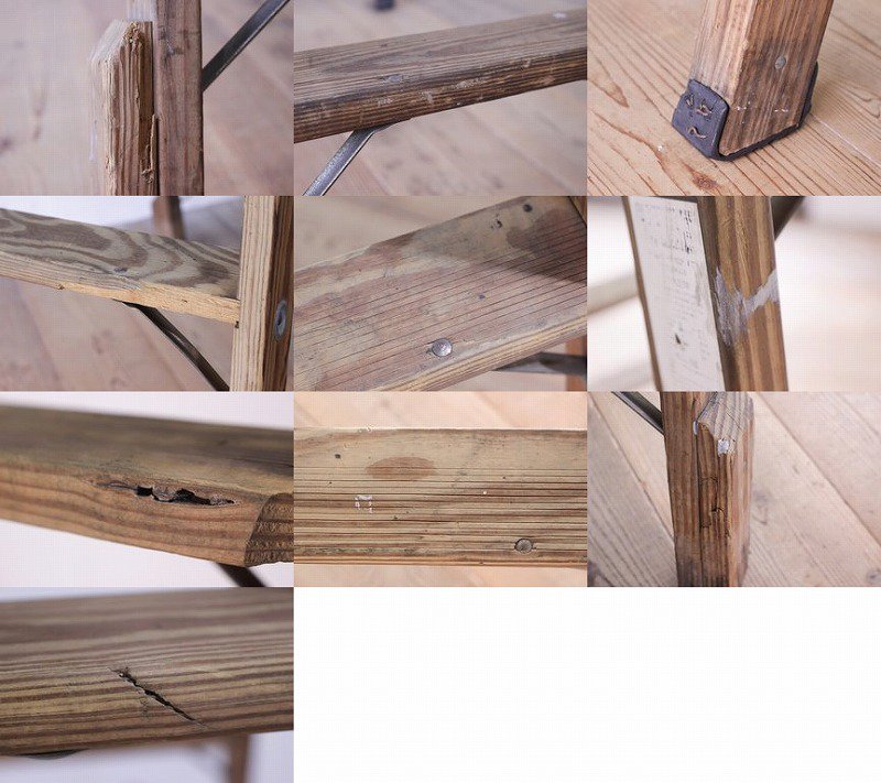 US アメリカ 木製脚立 ヴィンテージ 無垢材 ヴィンテージ レトロ ラダー 梯子 はしご