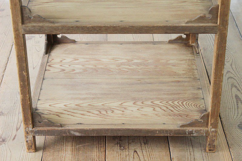 レトロ オープンシェルフ 無垢材 木製 テーブル 花台 陳列棚 収納 什器 