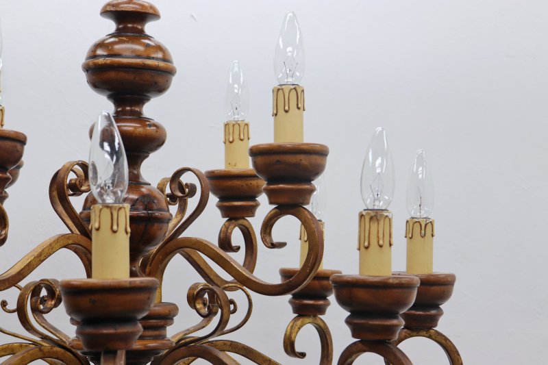 イタリア製 ヴィンテージ クラシカル 12灯 シャンデリア 木製 照明 