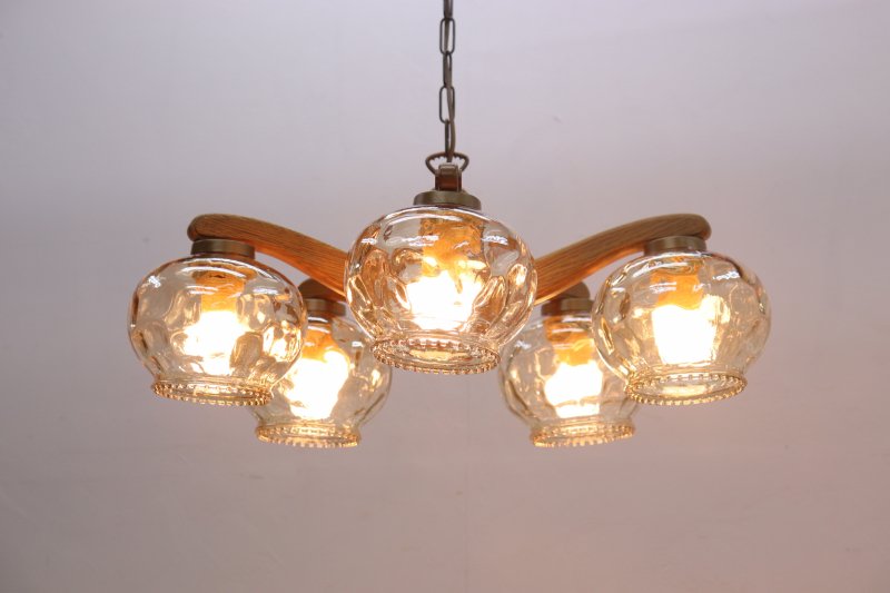 クラシカル 5灯 木製 シャンデリア 照明 ペンダント ライト ランプ 