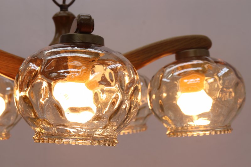 木製 シャンデリア ペンダントライト ランプ 5灯 照明