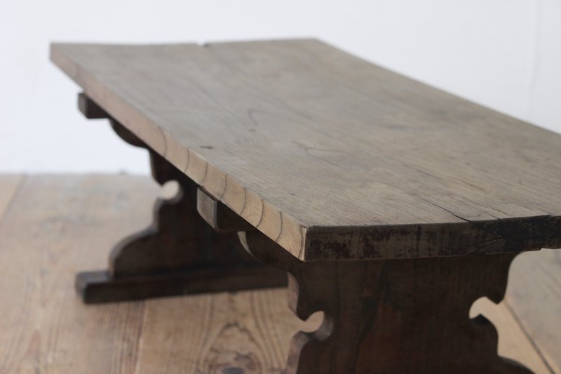 レトロ 文机 座卓 無垢材 ローテーブル 飾り棚 木製 欅無垢材