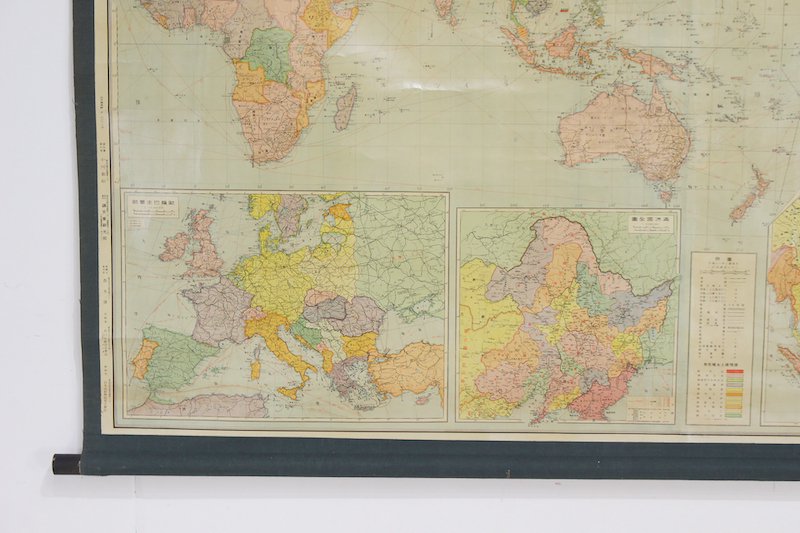 レトロ 大型 世界地図 マップ スクリーン ポスター ヴィンテージ