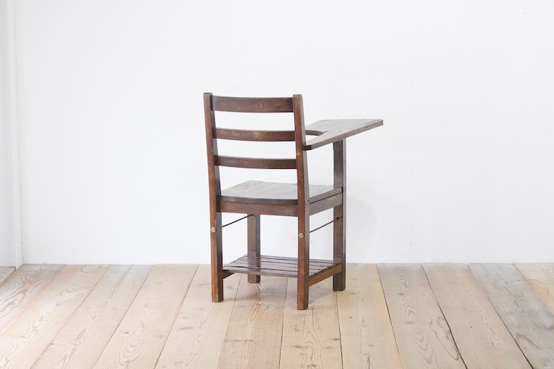 レトロ スクールチェア テーブル付き 椅子 サイドテーブル 木製 楢無垢 