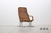 【沼津店】 ヴィンテージ 籐 ラタン スチール ラウンジチェア 1Pソファ アームチェア 椅子 