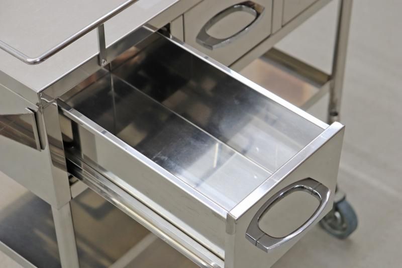 沼津店】 ステンレス キャスター 引き出し付き ワゴン シェルフ 収納