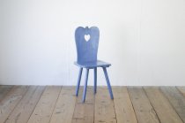 ヴィンテージ 無垢材 チェア カントリー ペイント ブルー レトロ ダイニング ディスプレイ 花台 椅子