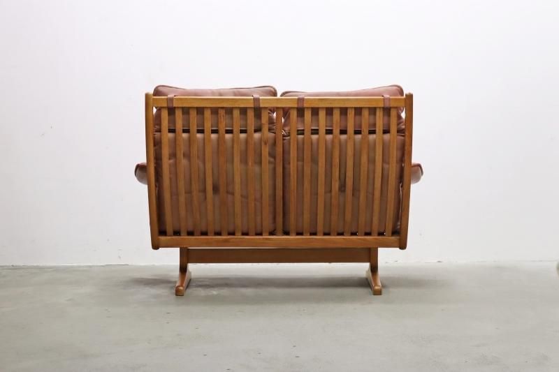 北欧 ノルウェー ヴィンテージ Lied Mobler リードモブラー 本革 2P ソファ チーク材 レザー