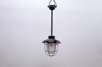 チェコ製 ヴィンテージ ペンダントランプ ライト 吊り照明 ファクトリーランプ ガラスドーム インダストリアル