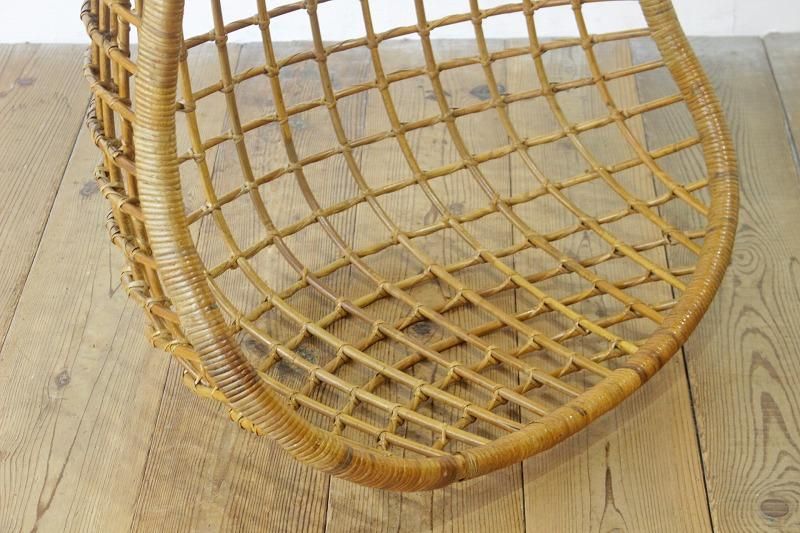 RADIATA 折りたたみ式籐製ラタンハンギングエッグチェア スタンドなし クッションと枕付きスイングチェア ラウンジチェア  屋内/屋外/寝室/パティオガーデン用ハンモックチェア (スタンドなしグレー)