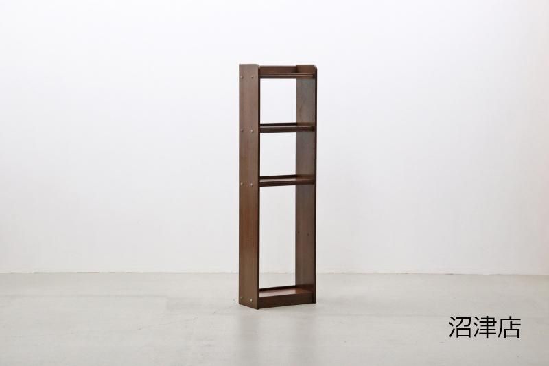 ラワン無垢本棚5段着色あり楔アンティークシェルフ