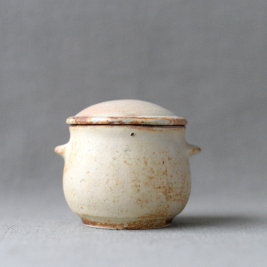 粉福耳付きスープボールhoneypot-蓋つき