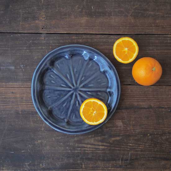 瑠璃釉オレンジ皿