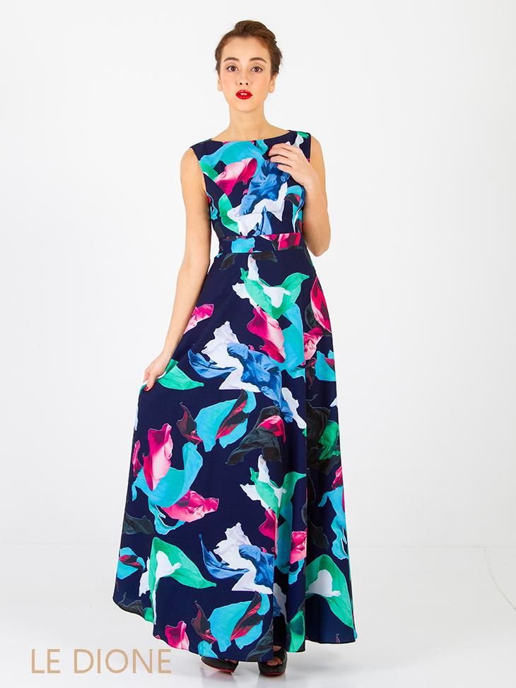 Erukei エルケイ 柄シフォンロングワンピース Le Dione ルディオーネ ドレスショップ