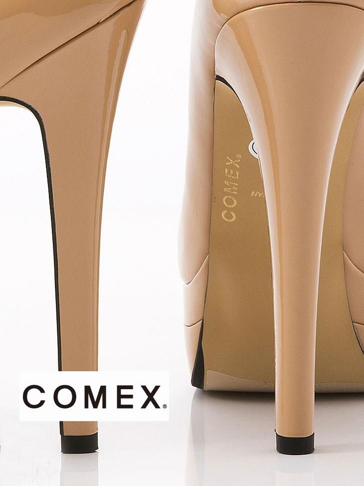 COMEX ベージュ オープントゥ ハイヒール COMEX/コメックス]定番オープントゥパンプス・ハイヒール