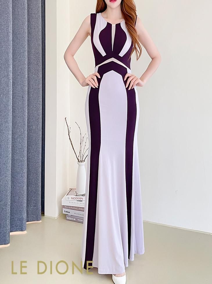 ストレッチバイカラーロングドレス - 六本木ドレスショップ ルディオーネ ストレッチバイカラーロングドレス - 六本木ドレスショップ ルディオーネ