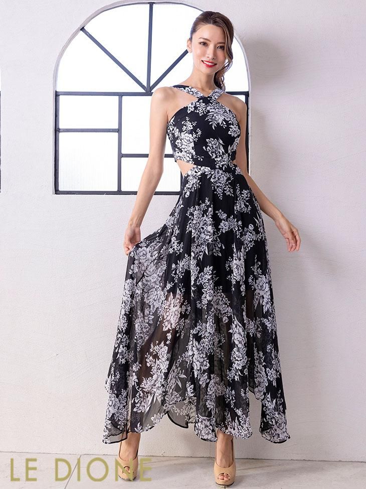 サイドカット花柄ロングドレス - 六本木ドレスショップ ルディオーネ サイドカット花柄ロングドレス - 六本木ドレスショップ ルディオーネ