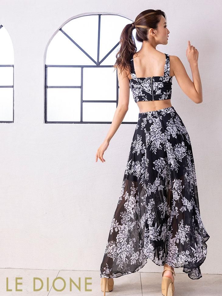 サイドカット花柄ロングドレス - 六本木ドレスショップ ルディオーネ サイドカット花柄ロングドレス - 六本木ドレスショップ ルディオーネ