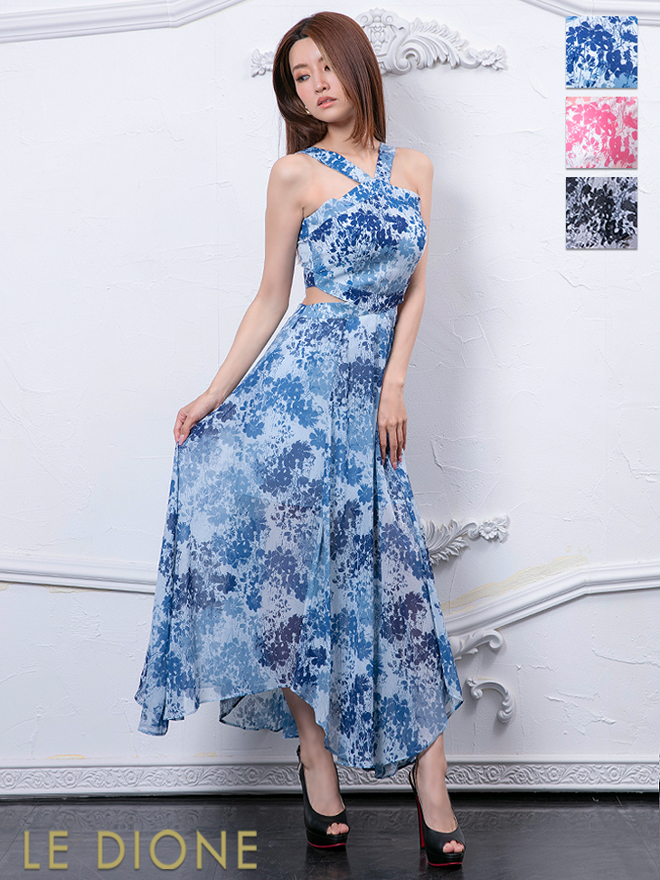 サイドカット花柄ロングドレス - 六本木ドレスショップ ルディオーネ サイドカット花柄ロングドレス - 六本木ドレスショップ ルディオーネ